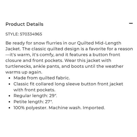 Chico’s Quilted black mid length XL jacket - Picture 2 of 11